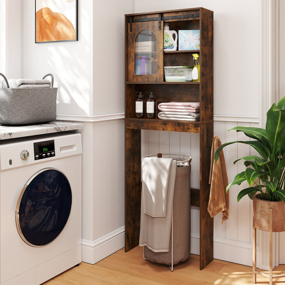 17 Stories Over The Toilet Storage Cabinet Farmhouse Bathroom Organizer W/ Toilet Paper Holder Brown 170cm H X 60cm W X 20cm D