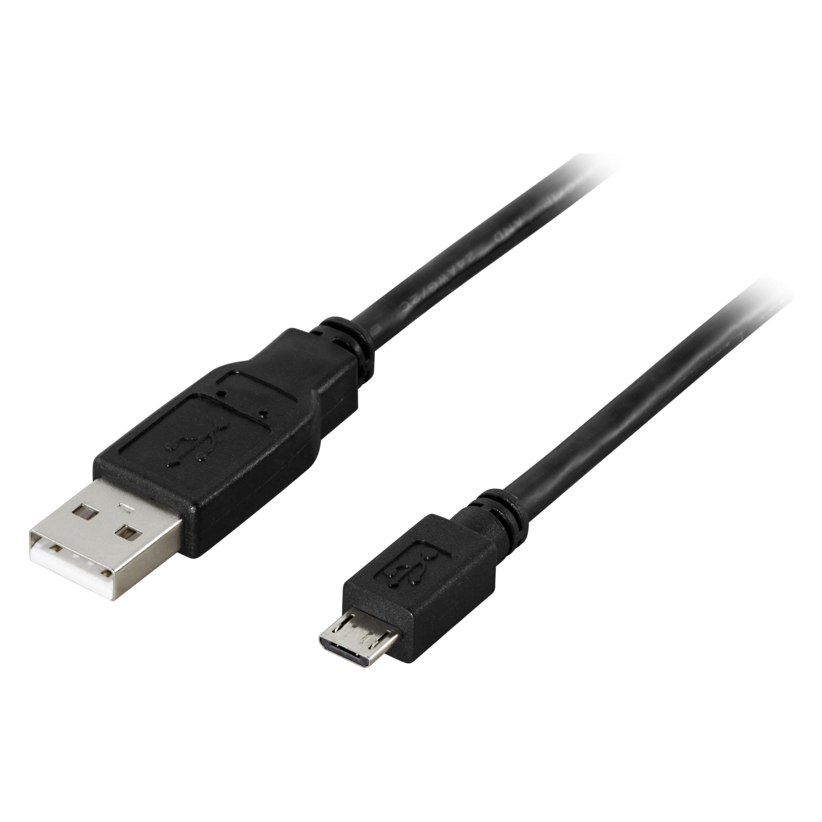 Deltaco USB 2.0 Cable A/micro B, USB cable USB A Micro-USB B Black (3 m, USB 2.0) (USB-303S)