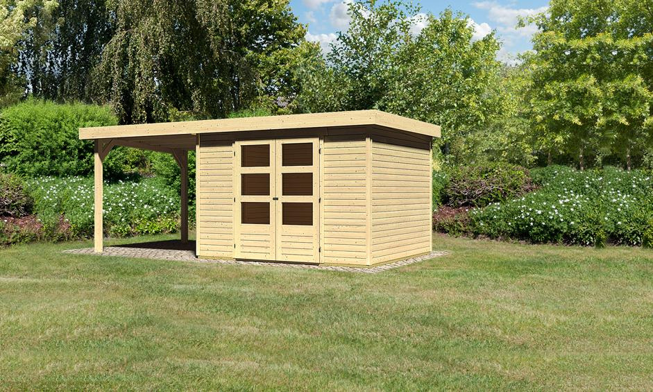 KARIBUHOLZT SH Askola 5 natur 302x242x211 im Set mit AD 2,40 m Breite 08437898