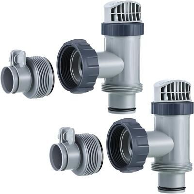 LightInthebox Pool Hose Adapter B, Replacement Hose Conversion Adapter for Intex Above Ground Pool Pump, Converts 1.25 Clamp-on Hoses to 1.5 Threaded Hoses, with Rubber Gaskets, Gray