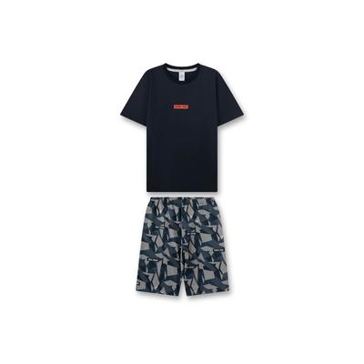 Schlafanzug SANETTA "Pyjama Pyjama Teens kurz Camouflage", Jungen, Gr. 140, bunt (dunkelblau), Obermaterial: 100% Baumwolle CO., Homewear-Sets Schlafanzug