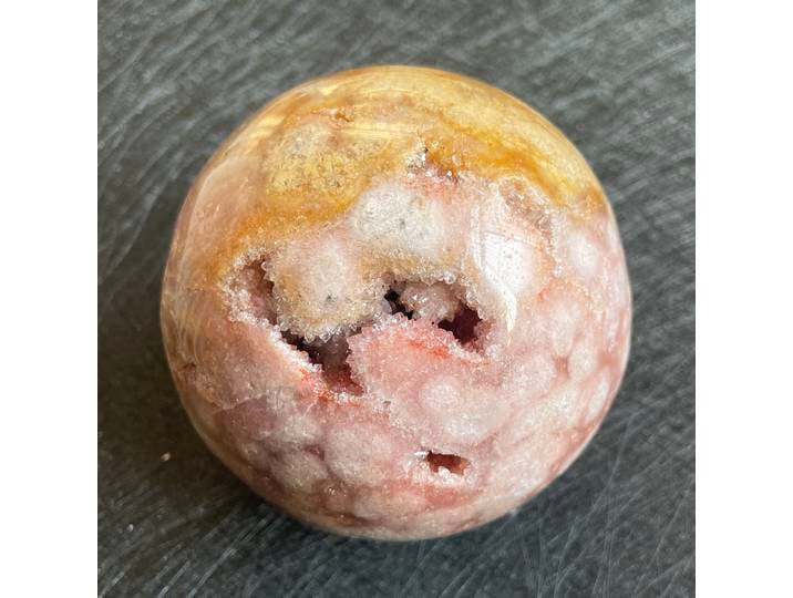 Sphère d'agate Sakura rose en améthyste naturelle, 898g, boule à dents ouvertes, décoration, sphère de Quartz polie, guérison Reiki