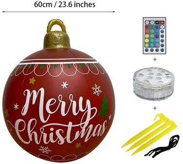 Uplift Essentials 24 Inch Outdoor Waterproof Inflatable Christmas Ornament Ball style A
