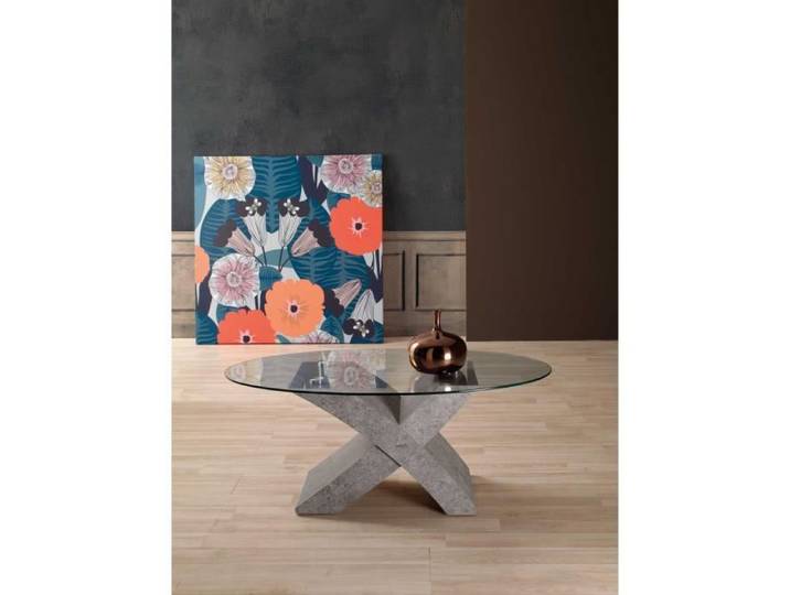 Table basse ovale - TITO - Verre ciment - Contemporain - Design - Gris