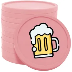 CombiCraft Kunststoff Wertmarken mit Bierkrug-Aufdruck in Rosa 29 mm Durchmesser - 100 Stück pro Packung