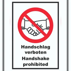HB-Druck Handschlag verboten Handshake prohibited Schild  Symbol und Text Schild A6 (105x148mm)