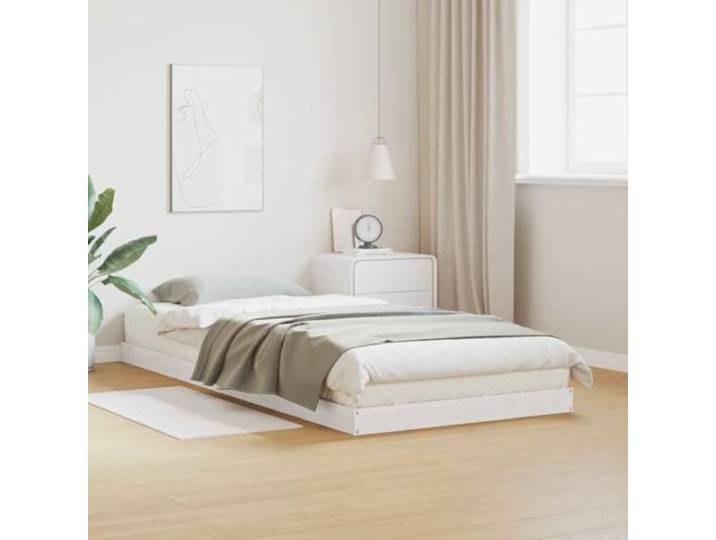 RJPLMFV Erhöhtes Bettgestell, Weiß, 90 x 210 cm, massives Kiefernholz Modernes Design, Lattenrost inklusive, kein Lattenrost erforderlich, einfache Pflege, einfache Montage