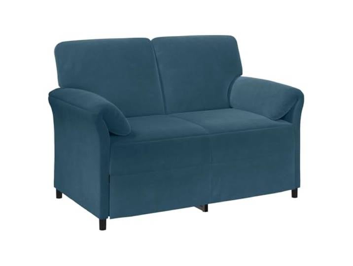 KKgypkn 2-Sitzer Samt Sofa Blau 138 cm mit Metallrahmen Schaumpolster Komfort, geschwungene Armlehnen, pflegeleicht, modernes Design für Wohnzimmer
