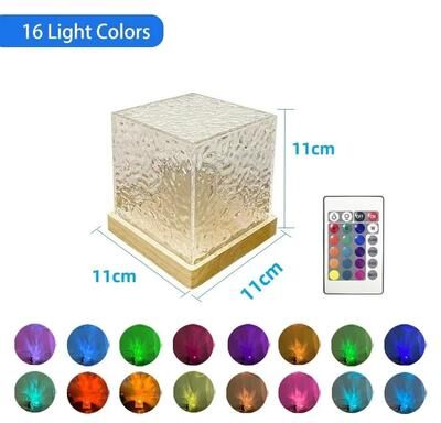Uplift Essentials Dynamic Rotating Water Ripple Projector Flame Crystal Atmosphere Lamp 16 Color