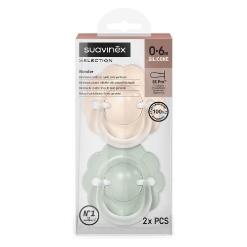 Suavinex 2x Schnuller umkehrbar Wunder 0-6M hellgrün+beige (2x, 0 - 6 Monate) (SU309511)