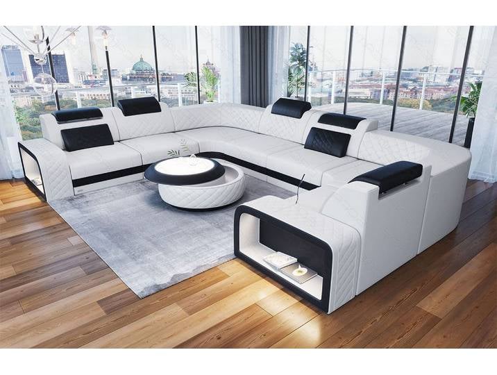 Mini Sofa Foggia U-Form aus Leder