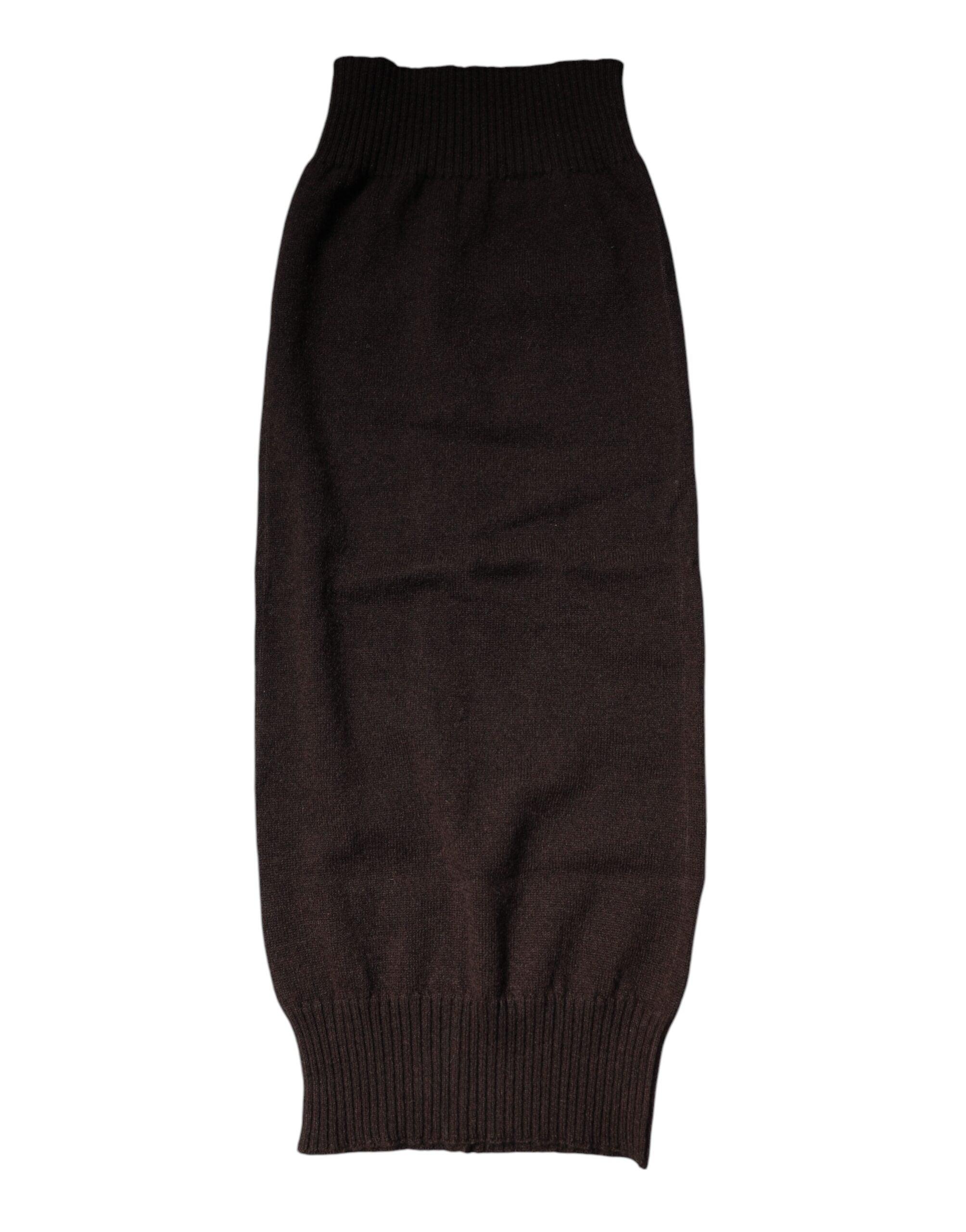 Dolce & Gabbana Bruine Kasjmier Gebreide Nekwarmer Foulard Sjaal
