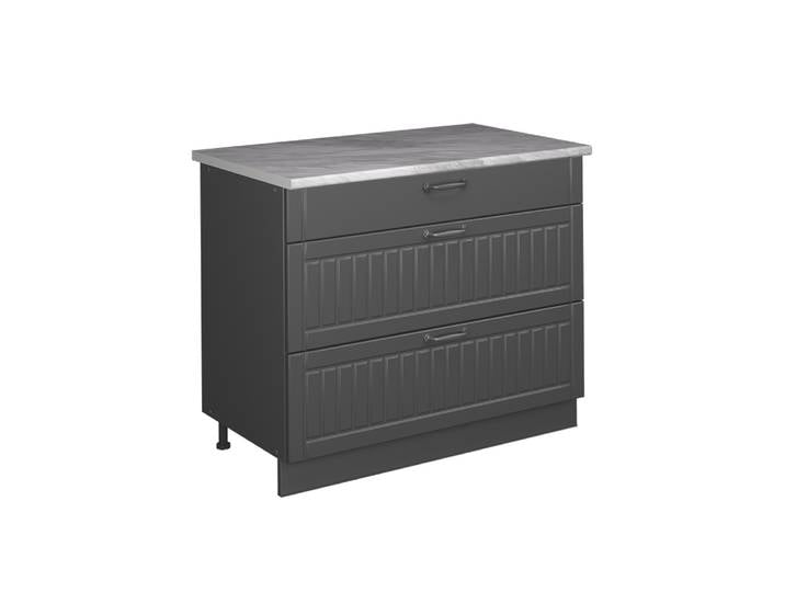 Meuble Cuisine Fame-line\, Gris Foncé/anthracite\, 100cm\, Pt Marbre\, Vicco