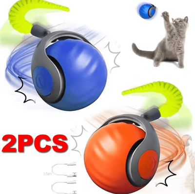 Inspire Curations Speedy Tail 2.0 Smart Interactive Ball Automatic Motion Toy For Cats & Dogs blue Orange