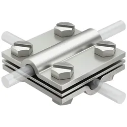 OBO Kreuzverbinder mit Zwischenplatte für Rd 8-10, Edelstahl, rostfrei V4A