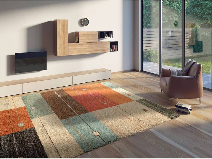 Teppich OCI DIE TEPPICHMARKE CASTLE MODENA, auch als Läufer erhältlich , orange (terra), B:140cm H:20mm L:200cm, Polypropylen (PP), Teppiche, Teppich, dichter Frisé Kurzflor, kariert, Wohnzimmer, Schlafzimmer