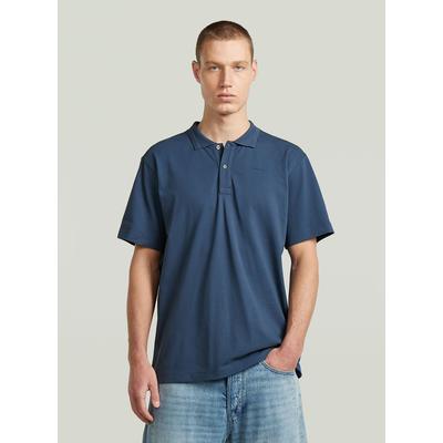 Poloshirt G-STAR "Core Regular Poloshirt", Herren, Gr. L, rank blau, Obermaterial: 100% Baumwolle, Shirts
