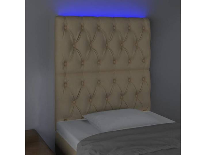 BEL ACHAT*Tête de lit à LED - Colorée - ABBOI - Entretien facile Crème 80x7x118/128 cm Tissu Promo460774