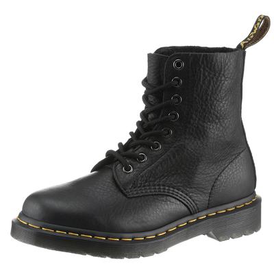 Schnürstiefel DR. MARTENS "8 Eye Boot 1460 Pascal AMBASSADOR", Damen, Gr. 38, ungefüttert, schwarz (schwarz ambassador), Leder, unifarben, Schuhe Schnürstiefel, Derber Schnürboots mit Lederinnensohle