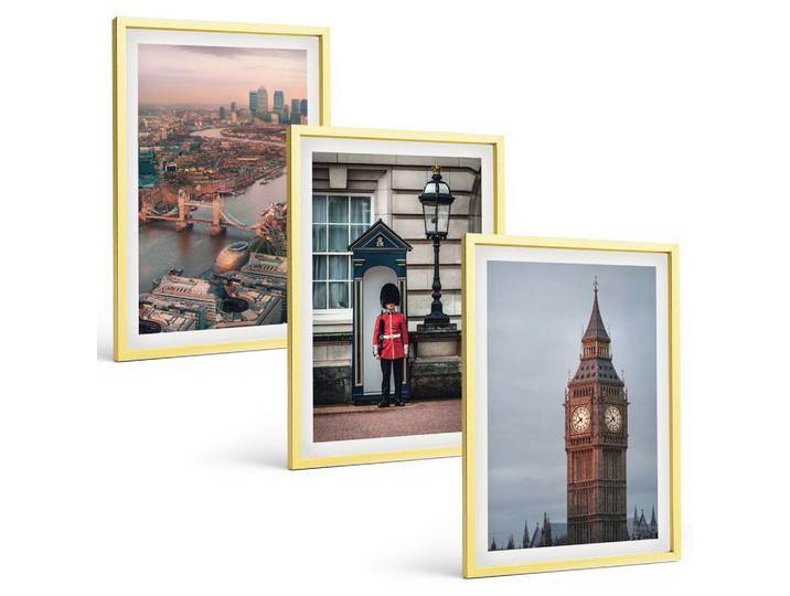 BILDER SET 3er Set - 40x60 cm Goldrahmen - London Bridge Guardian Big Ben
