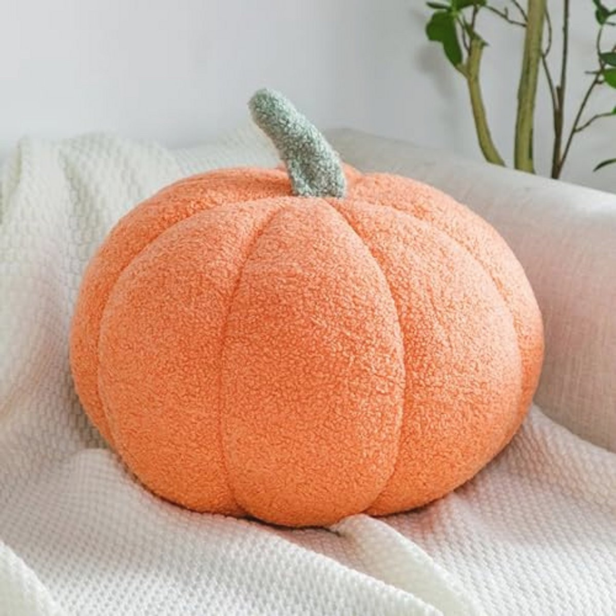 Oranje Pompoen Sierkussen voor Halloween Decoratie - 20 cm