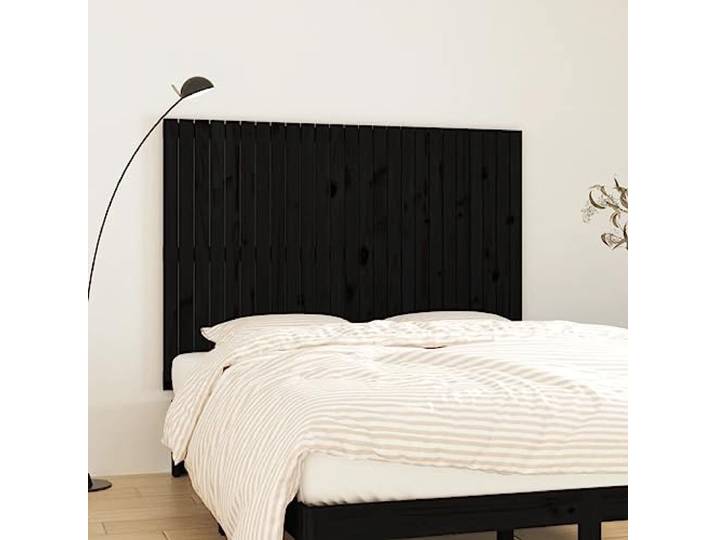 Holzbett Kopfteil aus massivem Kiefernholz, schwarz, 159,5x3x110cm, für die Wandmontage, bietet hervorragende Rückenstütze beim Lesen oder Fernsehen in