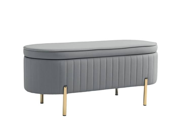 Homcom Sitzbank Polyester Metall Grau, Nachbildung,Kiefer, Oval, 42x45.5x107 cm, Esszimmer, Bänke, Sitzbänke