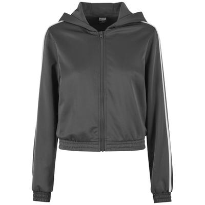 Langmantel URBAN CLASSICS "Urban Classics Ladies Cropped Track Jacket", Damen, Gr. L, magnet, 100% Polyester, Mäntel