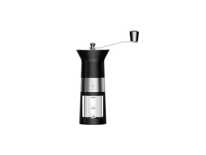 Bialetti Kaffeemühle von Hand Betrieben, Edelstahlmahlwerk - Schwarz