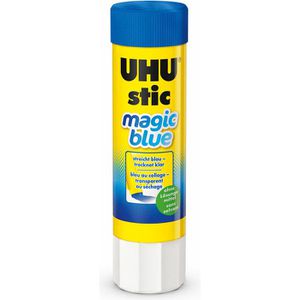 UHU Klebestift stic magic blue, 8,2g, lösungsmittelfrei, von blau zu klar, 1 Stück
