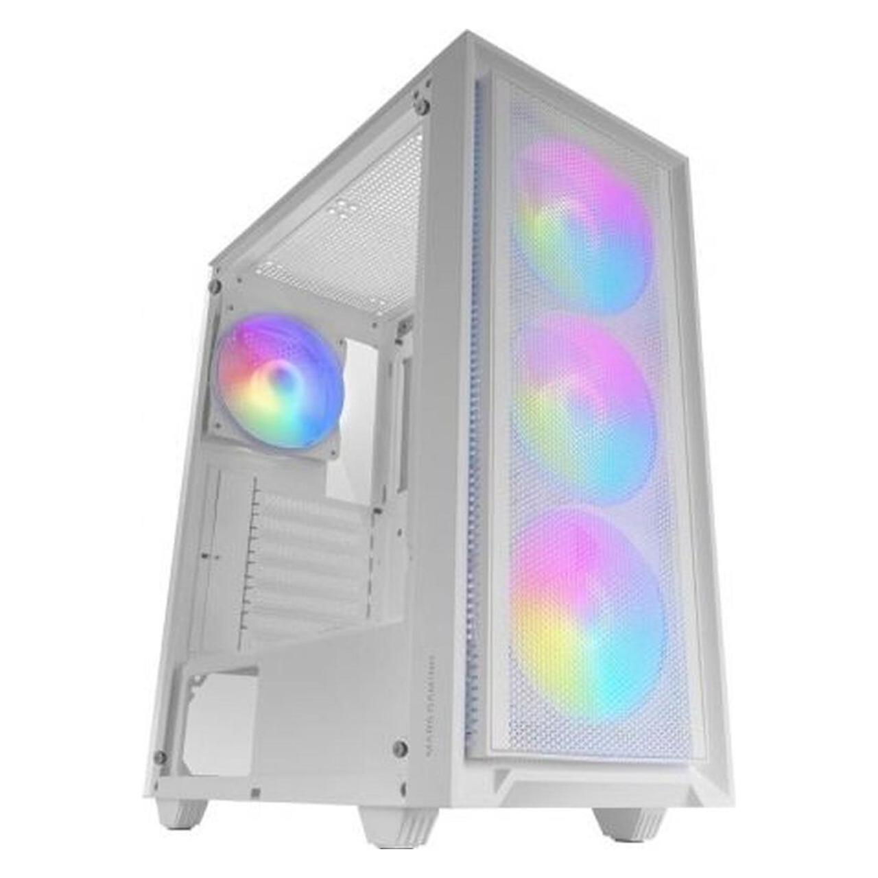 Mars Gaming Boitier Moyen Tour Atx Mc-Air RGB Avec Panneau Vitré (Blanc) (ATX, mATX, Mini-ITX) (MC-AIRW)