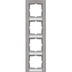 Kopp 402847041 HK07 - Abdeckrahmen 4-fach, senkrechte Installation, mit Schriftfeld, Farbe: stahl