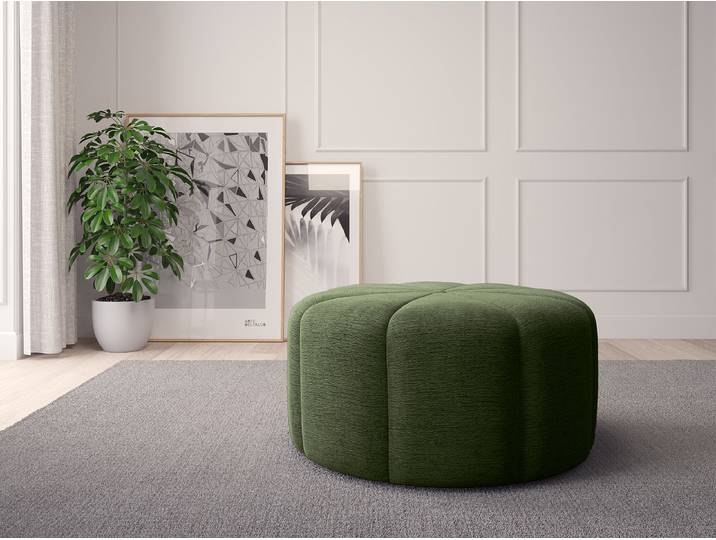 Pouf FORA 80cm Grün Chenille Buladi: Moosgrün