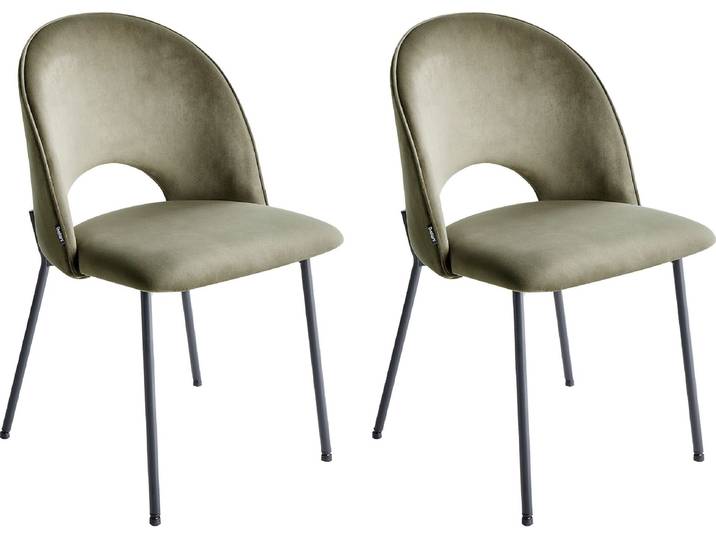 BELIANI Esszimmerstuhl 2er Set Grün Samtstoff mit Schwarzen Metallbeinen Retro Glamourös Wohnzimmer Esszimmer Wohnküche