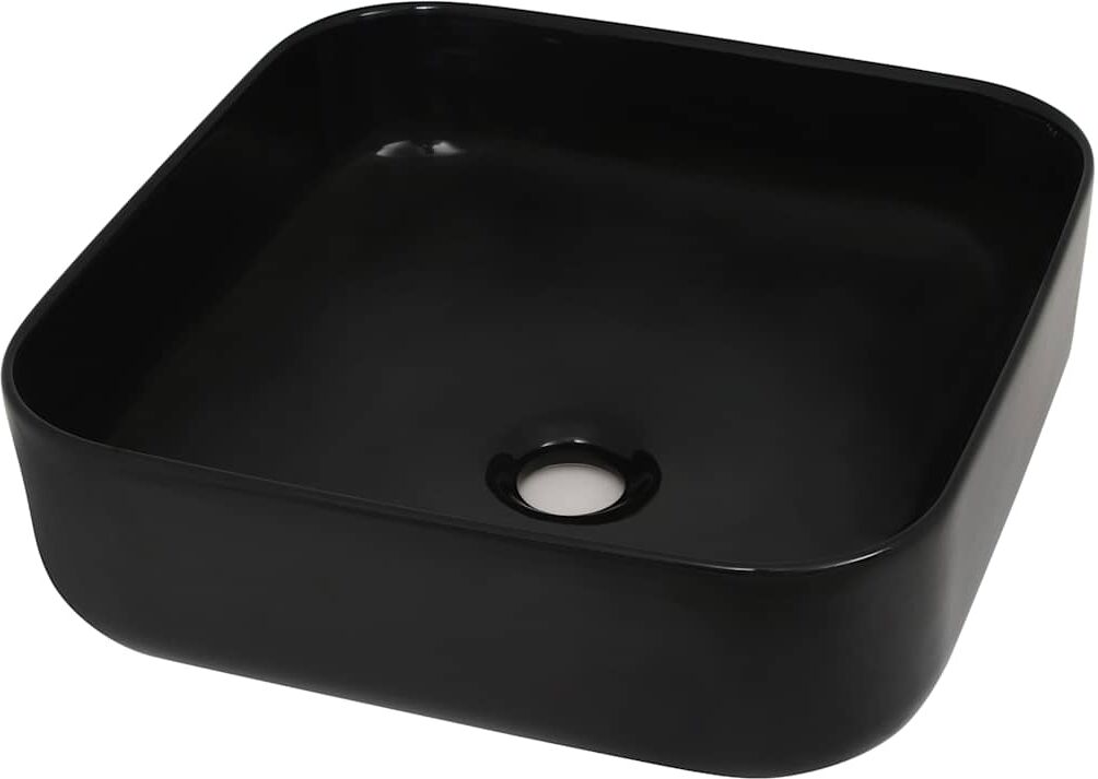 vidaXL Lavabo carré Céramique Noir 38 x 38 x 13,5 cm