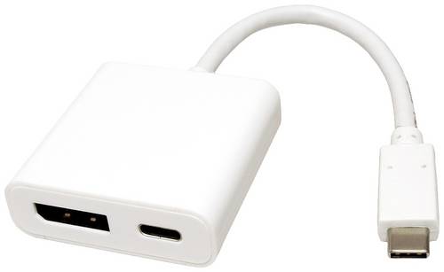 Roline 12.03.3221 USB-C / Mini-DisplayPort Adapterkabel [1x USB-C Stecker - 1x DisplayPort Buchse, USB-C Buchse (Power Delivery)] Weiß 0.10 m