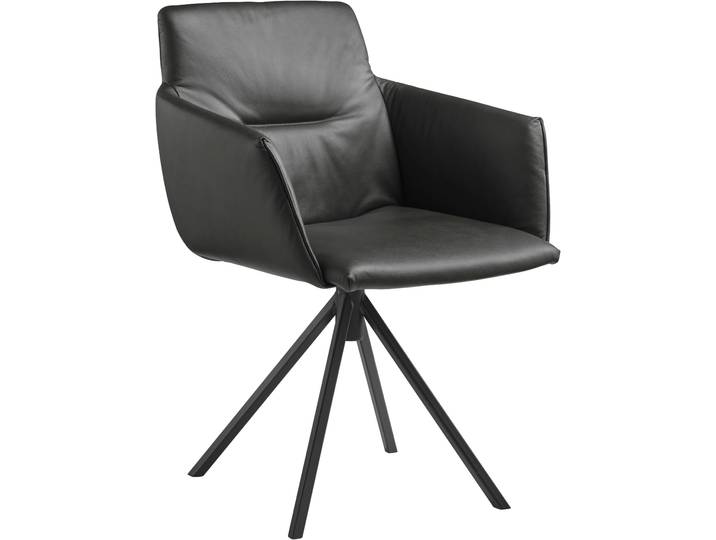 Polsterstuhl, Longlife Xtra-Leder, Schwarz, Drehbar mit Rückholfeder, JustB SP500, Musterring