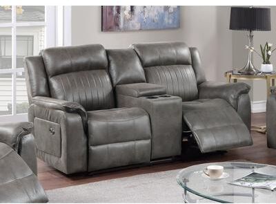 Esofastore Padded Headrest 1pc Manual Loveseat Slate Blue Finish Living Room Furniture