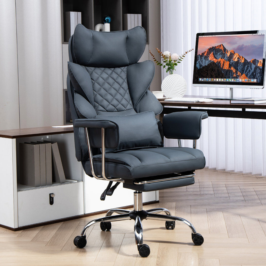 Inbox Zero Gaming Chair,office Chair With Pocket Spring Lumbar Support, Ergonomic Comfortable Wide Office Desk Computer Chair With Outward Fixed Soft Armrests An Black 123.5cm H X 72.5cm W X 47cm D