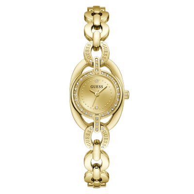 Quarzuhr GUESS "BLAIR", gold (goldfarben, champagnerfarben, goldfarben), Armbanduhren, Damen, Quarzuhr, Armbanduhr, Damenuhr, Edelstahlarmband, analog