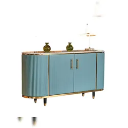 KAWOLA Sideboard MARIA Marmorplatte Kunstleder hellblau