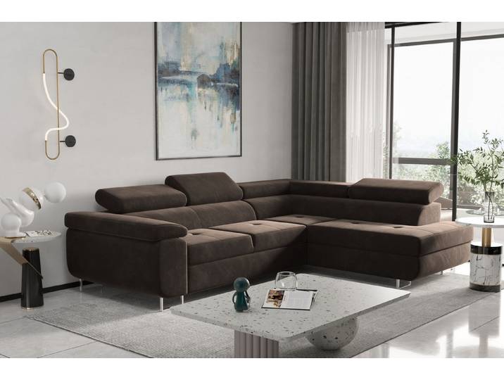 Kaiser Möbel Ecksofa mit schlaffunktion und bettkasten Eckcouch ATOM verschiedene Farben, Ecksofa