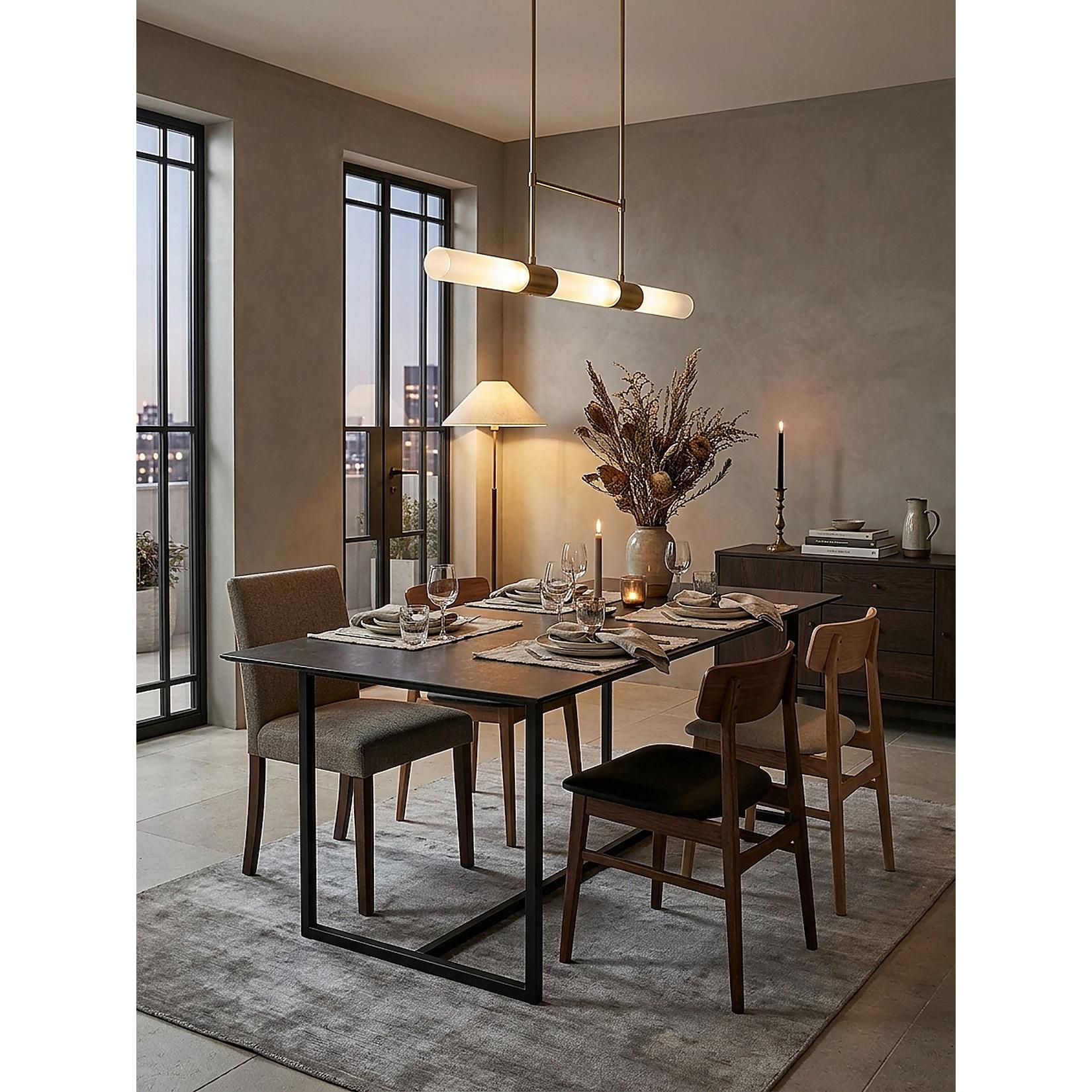 Esstisch Keramik Glas Metall Rechteckig Marmoroptik Groß, Schwarz 180x90x76 cm