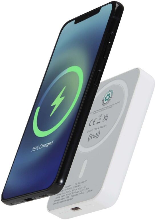 Batterie de secours personnalisable magnétique 5 000 mAh Acrab blanc