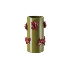 HOME STORY Vase mit 3D Schleifen   , grün , Dolomite , Maße (cm): H: 26  Ø: 16.8