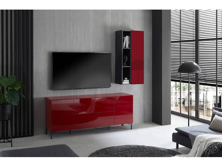 Armoire suspendue 32 x 118 x 33cm Rouge/Rouge foncé