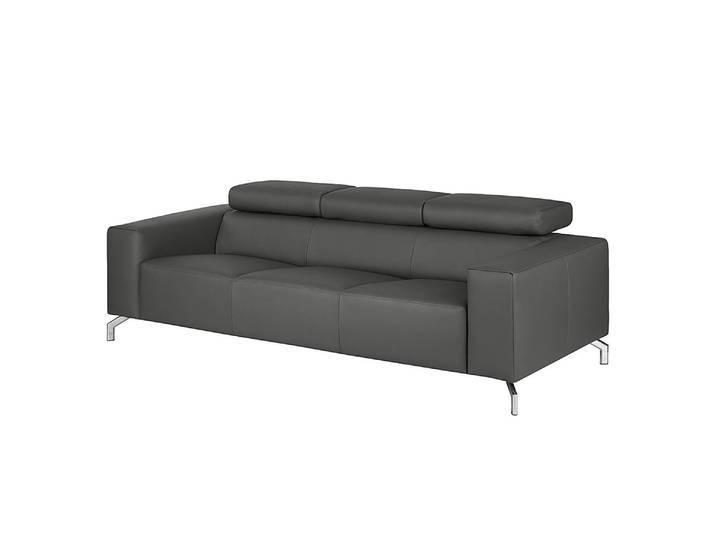 Sofa 3-Sitzer Echtleder Grau/Dunkelgrau Echtleder 226 x 75 x 106cm Modern