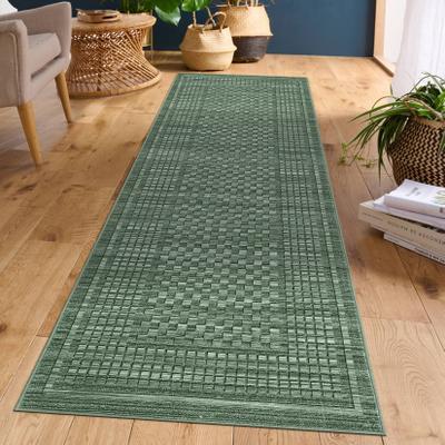 Garvee Washable Rustic Grid Soft Area Rug