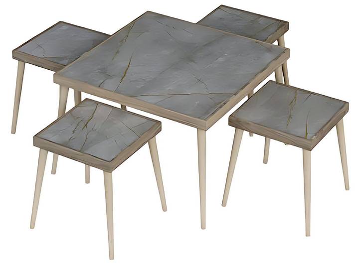 Xlmoebel Satztisch Modernes Wohnzimmer-Set in Grau aus Holz und MDF von XLMOEBEL (Set, Couchtisch + 4 Beistelltische), Made in Europa