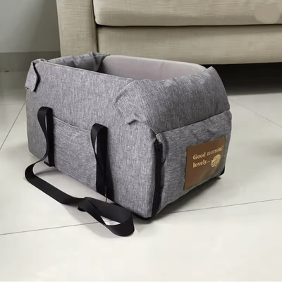 Inspire Essentials PawRide Portable Dog Car Seat Bed With Safety Harness grey Small